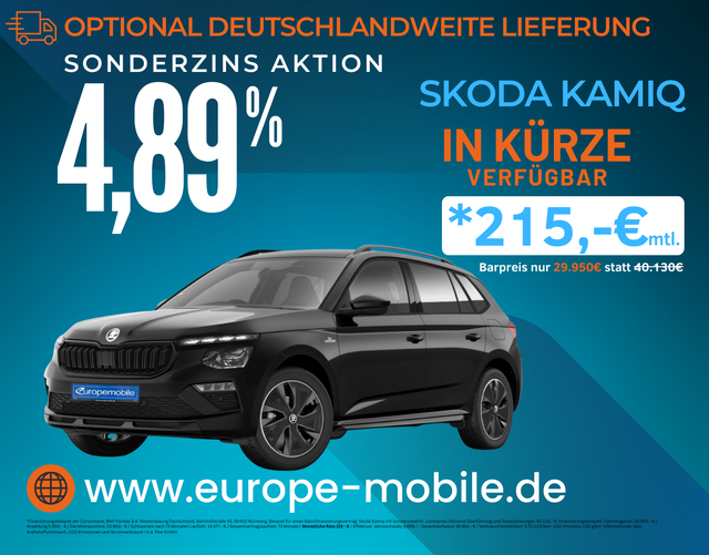 Skoda Kamiq 2026 H6 MONTE CARLO 1.5 TSI OPF 150 DSG (Vorlauf) PANO/SHZ/KESSY/KAMERA/UVM.